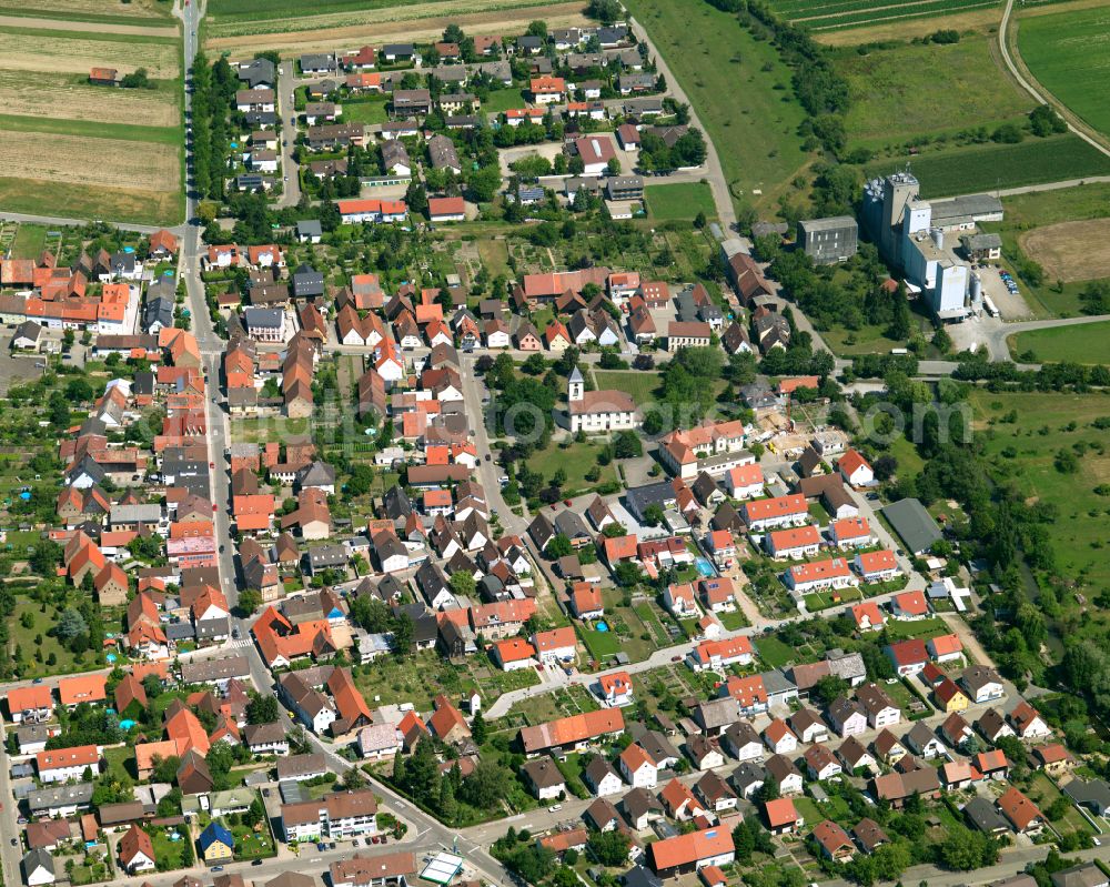 Aerial image Friedrichstal - Residential area - mixed development of a multi-family housing estate and single-family housing estate in Friedrichstal in the state Baden-Wuerttemberg, Germany