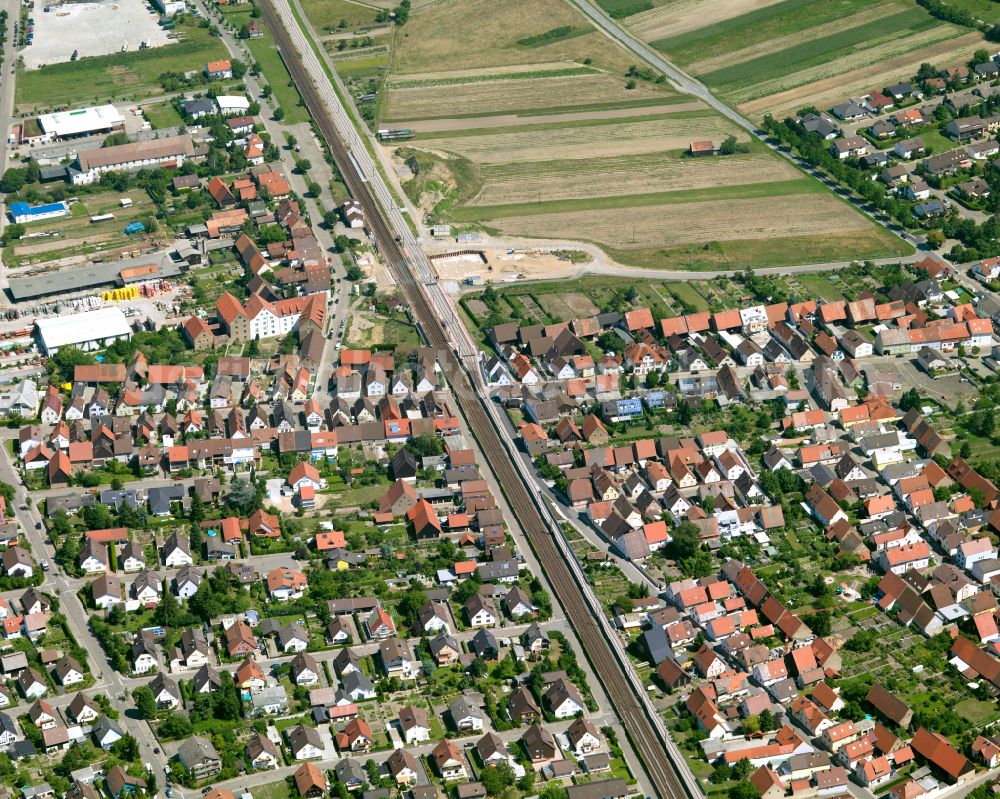 Aerial photograph Friedrichstal - Residential area - mixed development of a multi-family housing estate and single-family housing estate in Friedrichstal in the state Baden-Wuerttemberg, Germany