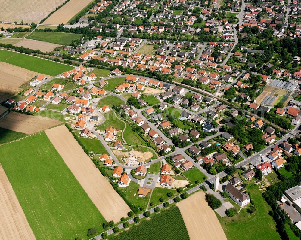 Aerial photograph Gemmingen - Residential area - mixed development of a multi-family housing estate and single-family housing estate in Gemmingen in the state Baden-Wuerttemberg, Germany