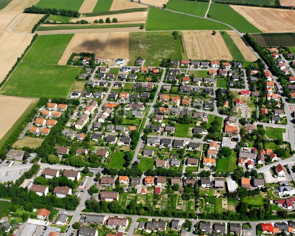 Gemmingen from above - Residential area - mixed development of a multi-family housing estate and single-family housing estate in Gemmingen in the state Baden-Wuerttemberg, Germany