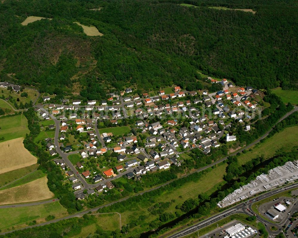 Georg-Weierbach from above - Residential area - mixed development of a multi-family housing estate and single-family housing estate in Georg-Weierbach in the state Rhineland-Palatinate, Germany