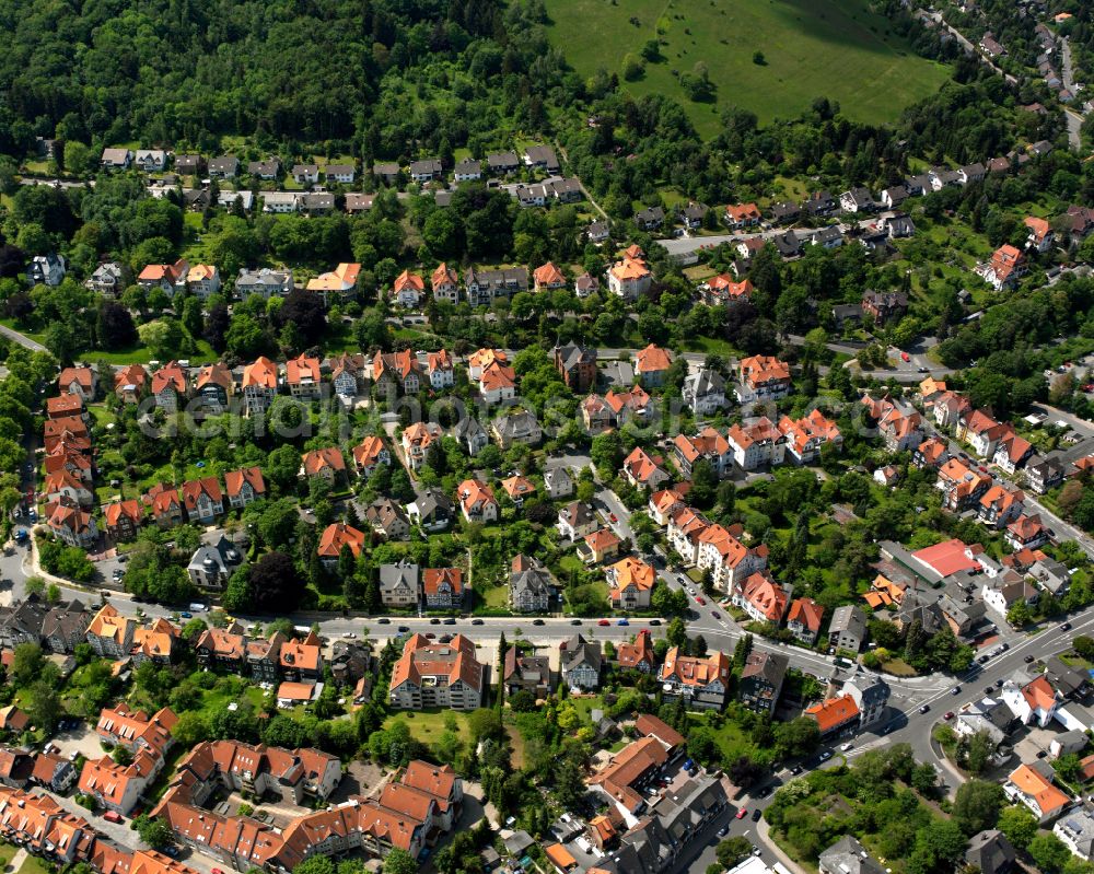 Aerial image Georgenberg - Residential area - mixed development of a multi-family housing estate and single-family housing estate in Georgenberg in the state Lower Saxony, Germany