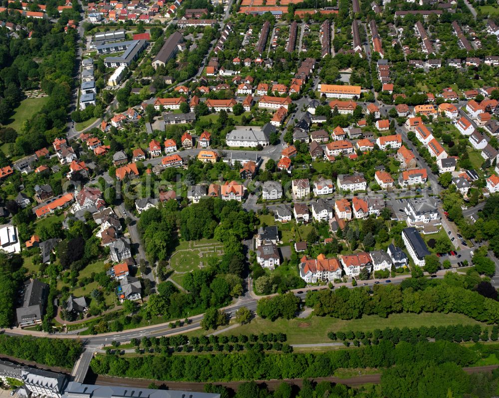 Georgenberg from the bird's eye view: Residential area - mixed development of a multi-family housing estate and single-family housing estate in Georgenberg in the state Lower Saxony, Germany