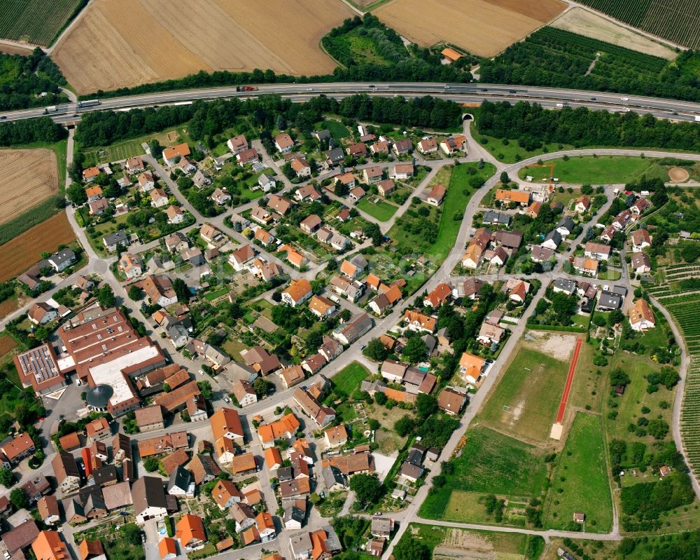 Aerial image Grantschen - Residential area - mixed development of a multi-family housing estate and single-family housing estate in Grantschen in the state Baden-Wuerttemberg, Germany