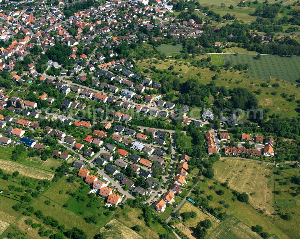 Grünwettersbach from the bird's eye view: Residential area - mixed development of a multi-family housing estate and single-family housing estate in Grünwettersbach in the state Baden-Wuerttemberg, Germany