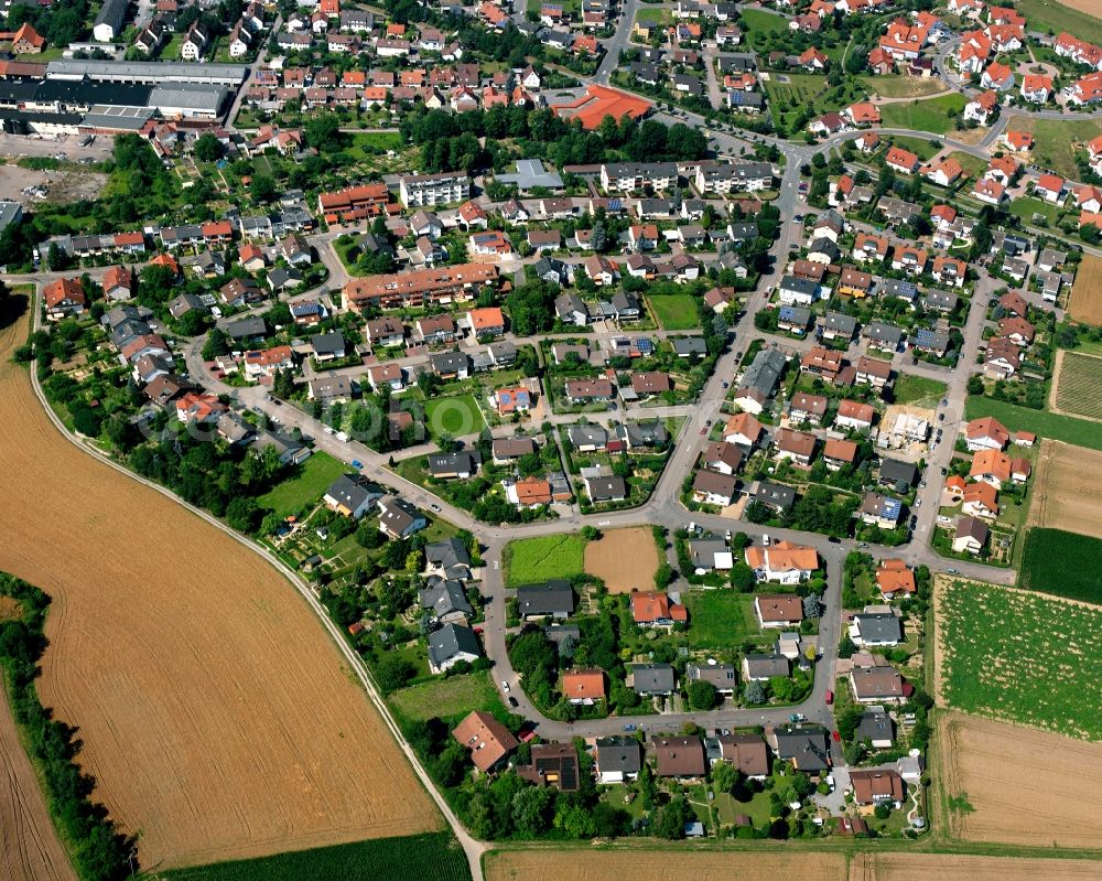 Aerial photograph Gundelsheim - Residential area - mixed development of a multi-family housing estate and single-family housing estate in Gundelsheim in the state Baden-Wuerttemberg, Germany