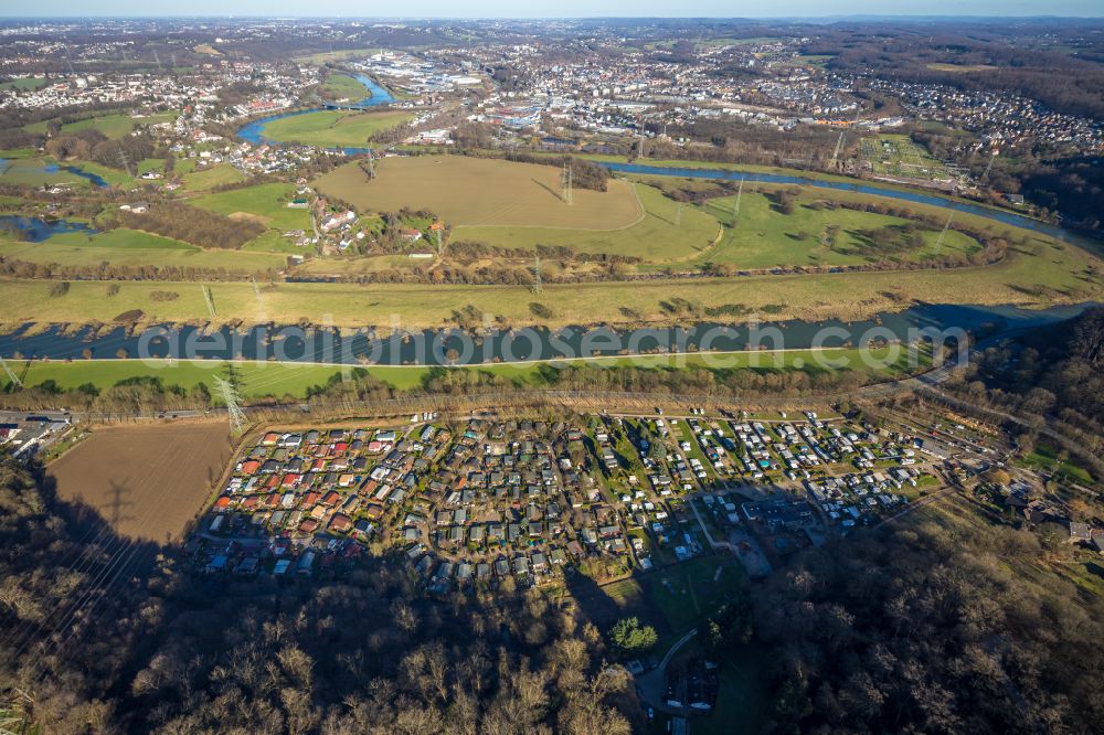 Hattingen from above - Residential area - mixed development of a multi-family housing estate and single-family housing estate in Hattingen at Ruhrgebiet in the state North Rhine-Westphalia, Germany