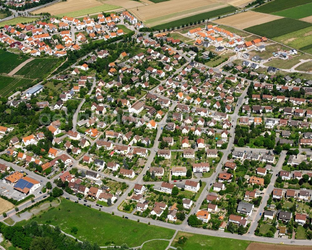 Aerial image Hausen - Residential area - mixed development of a multi-family housing estate and single-family housing estate in Hausen in the state Baden-Wuerttemberg, Germany