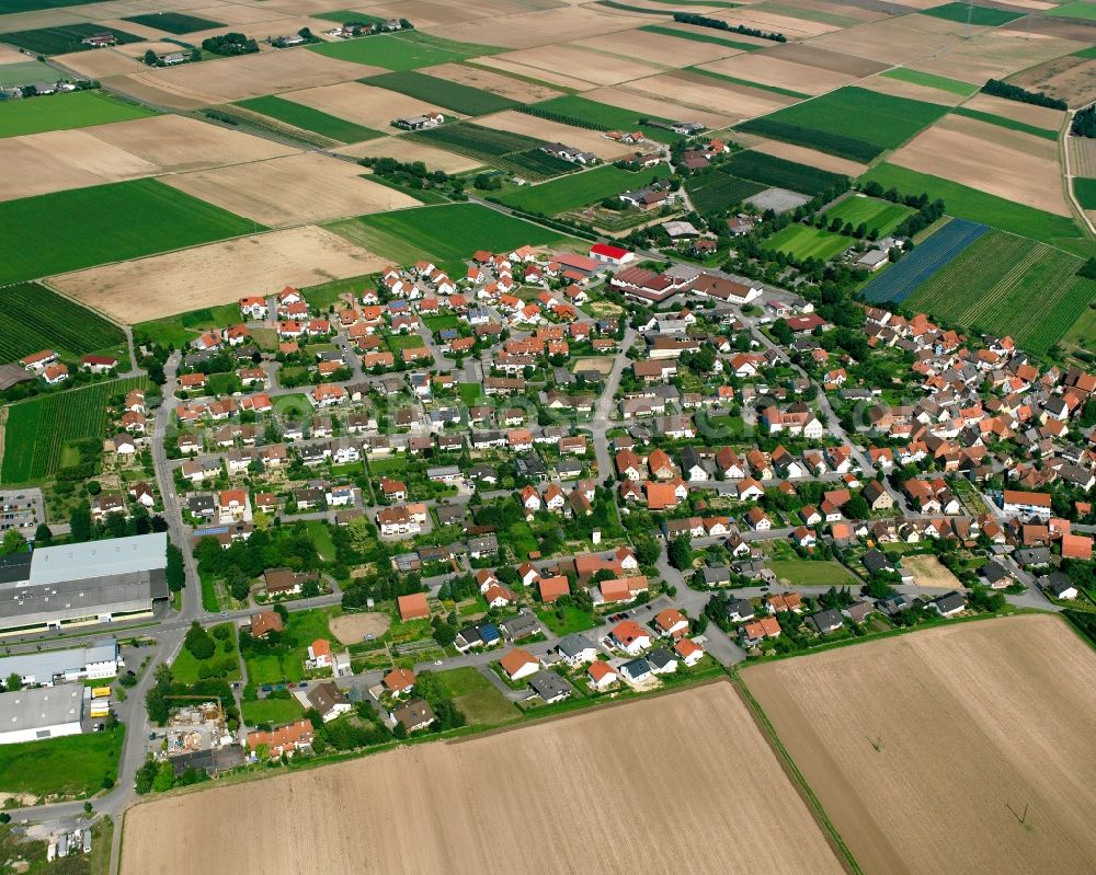 Aerial image Hausen - Residential area - mixed development of a multi-family housing estate and single-family housing estate in Hausen in the state Baden-Wuerttemberg, Germany