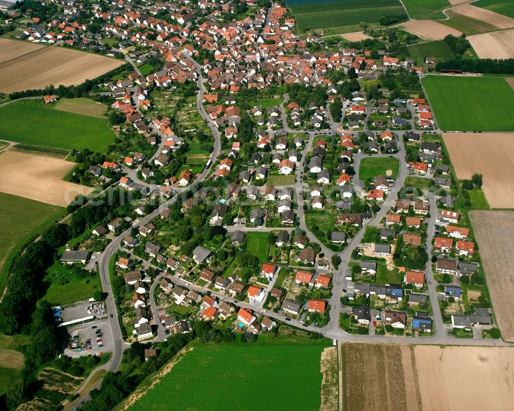 Aerial photograph Hausen - Residential area - mixed development of a multi-family housing estate and single-family housing estate in Hausen in the state Baden-Wuerttemberg, Germany