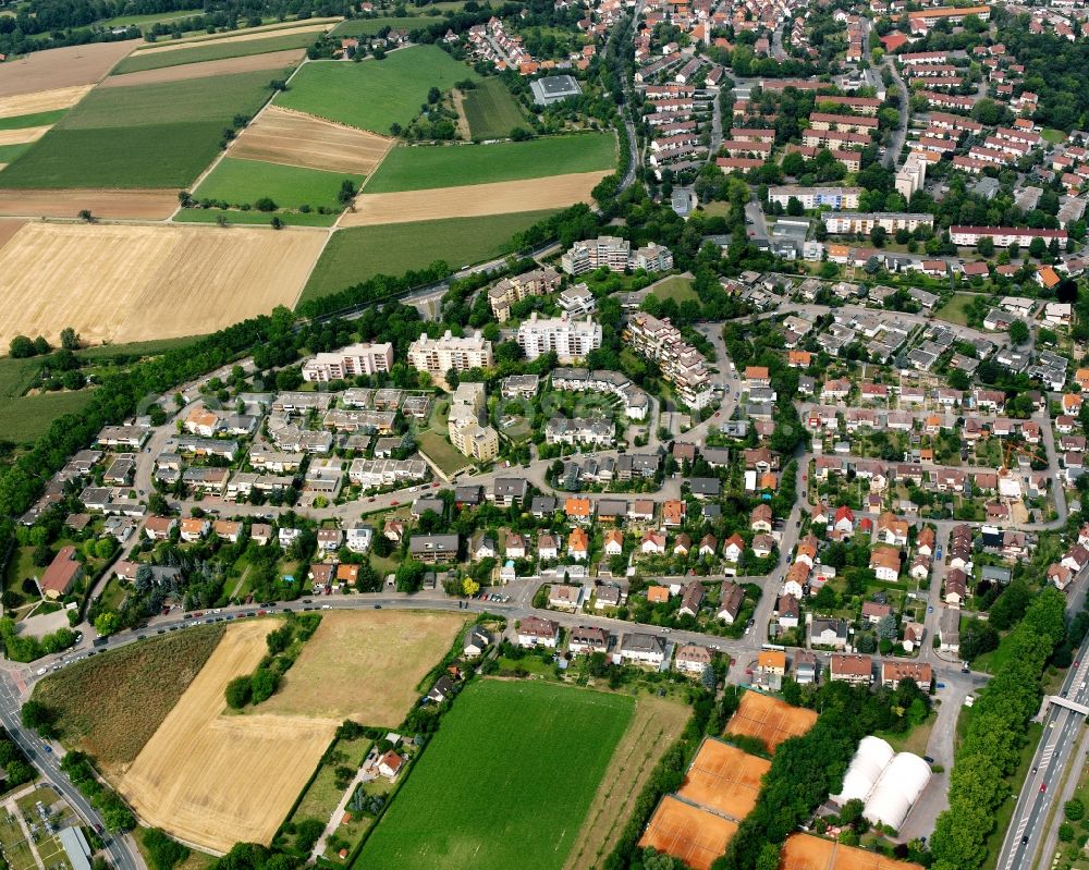 Heilbronn from the bird's eye view: Residential area - mixed development of a multi-family housing estate and single-family housing estate in Heilbronn in the state Baden-Wuerttemberg, Germany