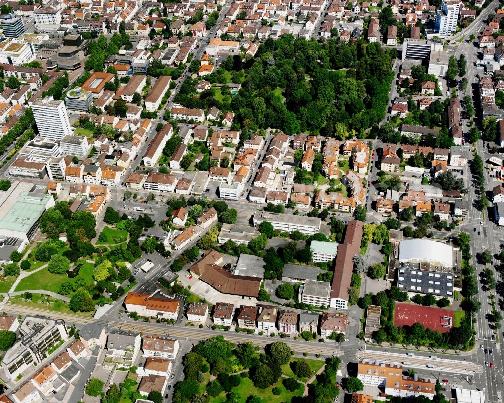 Heilbronn from above - Residential area - mixed development of a multi-family housing estate and single-family housing estate in Heilbronn in the state Baden-Wuerttemberg, Germany