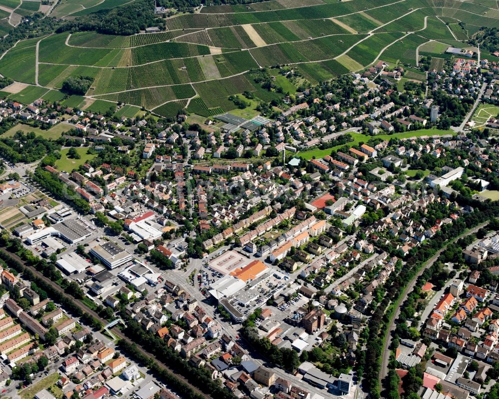 Aerial image Heilbronn - Residential area - mixed development of a multi-family housing estate and single-family housing estate in Heilbronn in the state Baden-Wuerttemberg, Germany