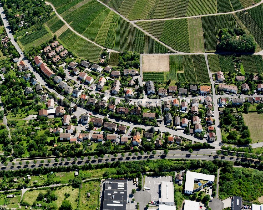 Aerial image Heilbronn - Residential area - mixed development of a multi-family housing estate and single-family housing estate in Heilbronn in the state Baden-Wuerttemberg, Germany