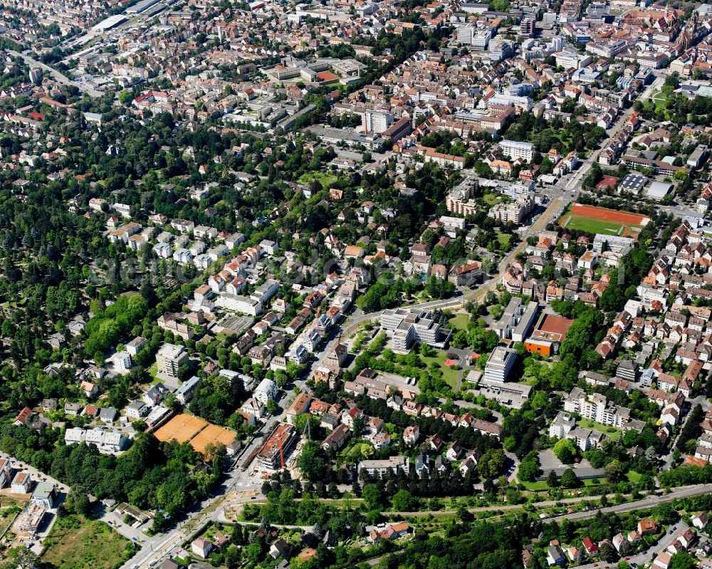 Heilbronn from above - Residential area - mixed development of a multi-family housing estate and single-family housing estate in Heilbronn in the state Baden-Wuerttemberg, Germany