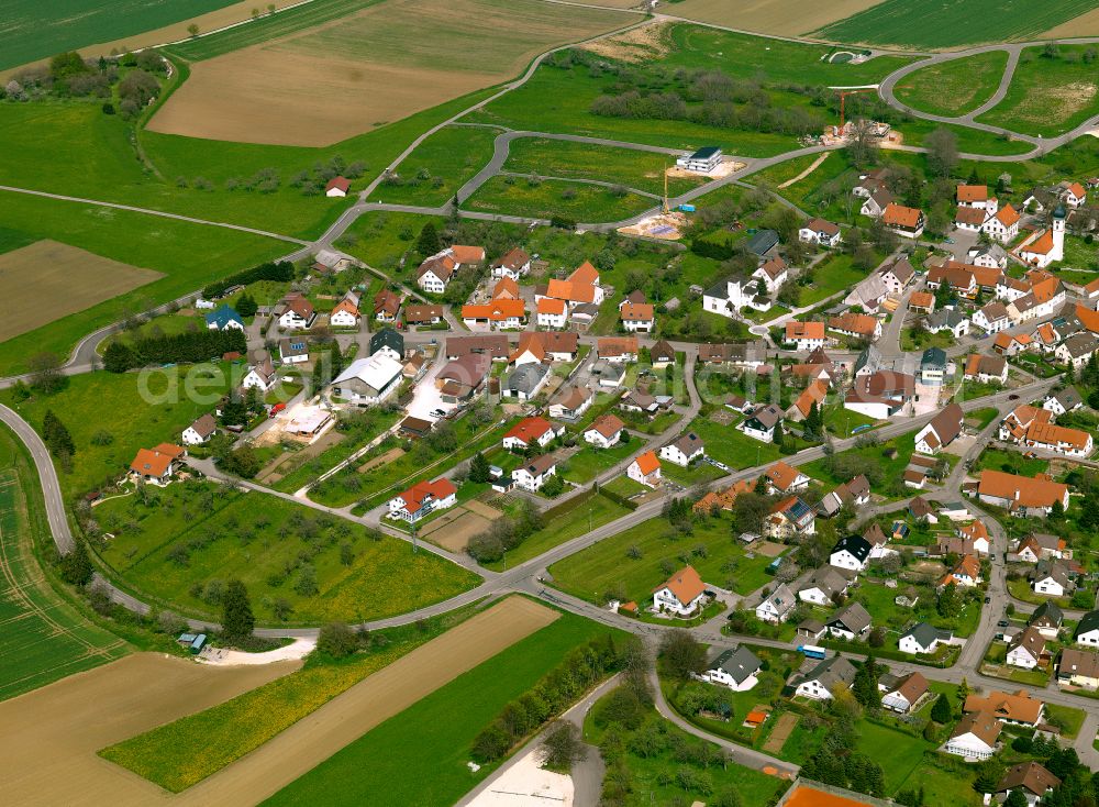 Aerial image Heroldstatt - Residential area - mixed development of a multi-family housing estate and single-family housing estate in Heroldstatt in the state Baden-Wuerttemberg, Germany