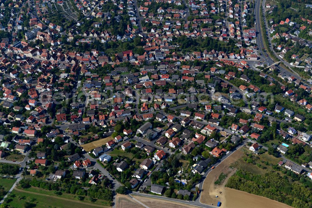 Hexenbruch from the bird's eye view: Residential area - mixed development of a multi-family housing estate and single-family housing estate in Hexenbruch in the state Bavaria, Germany