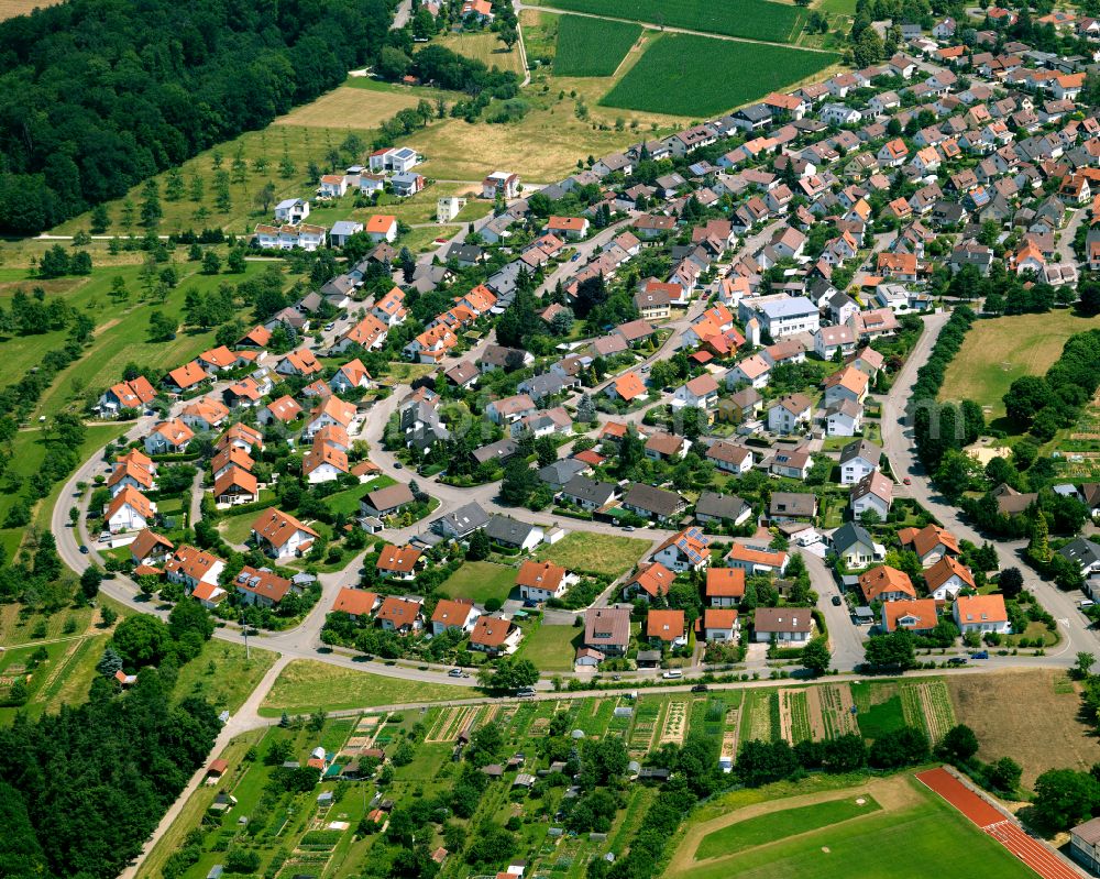 Jettenburg from the bird's eye view: Residential area - mixed development of a multi-family housing estate and single-family housing estate in Jettenburg in the state Baden-Wuerttemberg, Germany