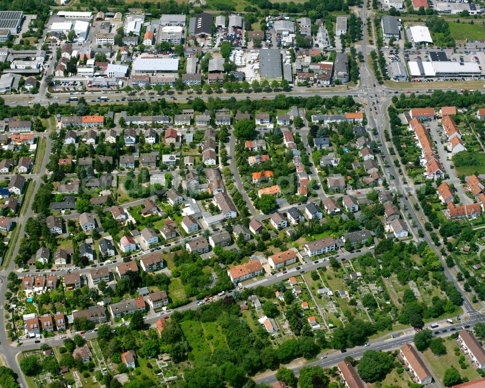 Karlsruhe from above - Residential area - mixed development of a multi-family housing estate and single-family housing estate on street Strassburger Strasse in Karlsruhe in the state Baden-Wuerttemberg, Germany