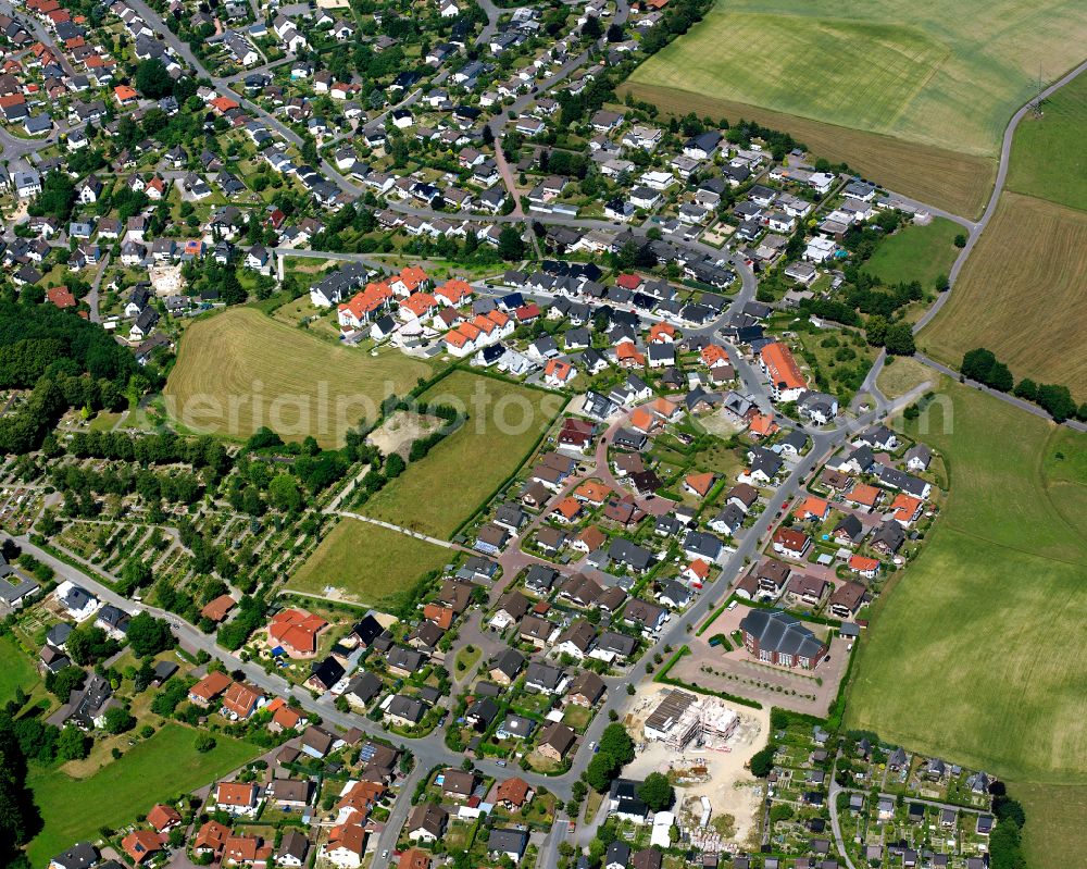 Kierspe from above - Residential area - mixed development of a multi-family housing estate and single-family housing estate in Kierspe in the state North Rhine-Westphalia, Germany