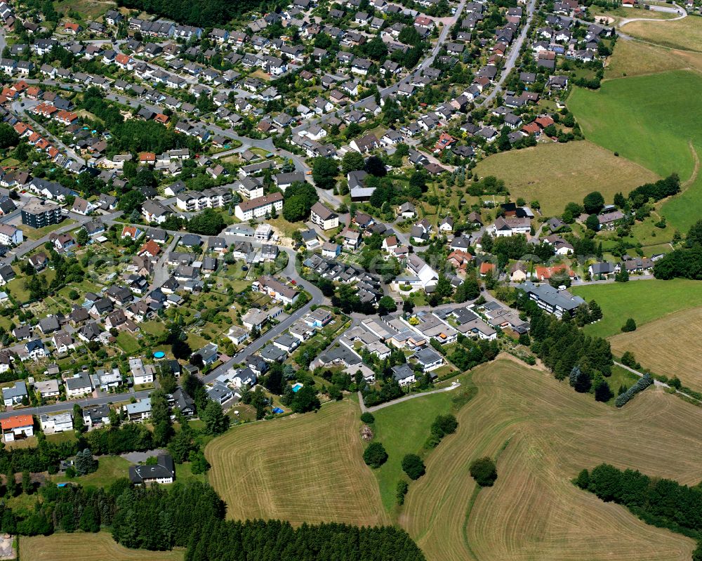 Kierspe from the bird's eye view: Residential area - mixed development of a multi-family housing estate and single-family housing estate in Kierspe in the state North Rhine-Westphalia, Germany