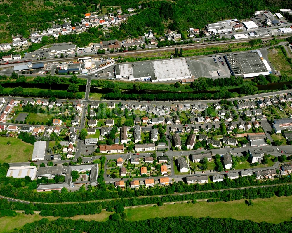 Kirn from above - Residential area - mixed development of a multi-family housing estate and single-family housing estate in Kirn in the state Rhineland-Palatinate, Germany