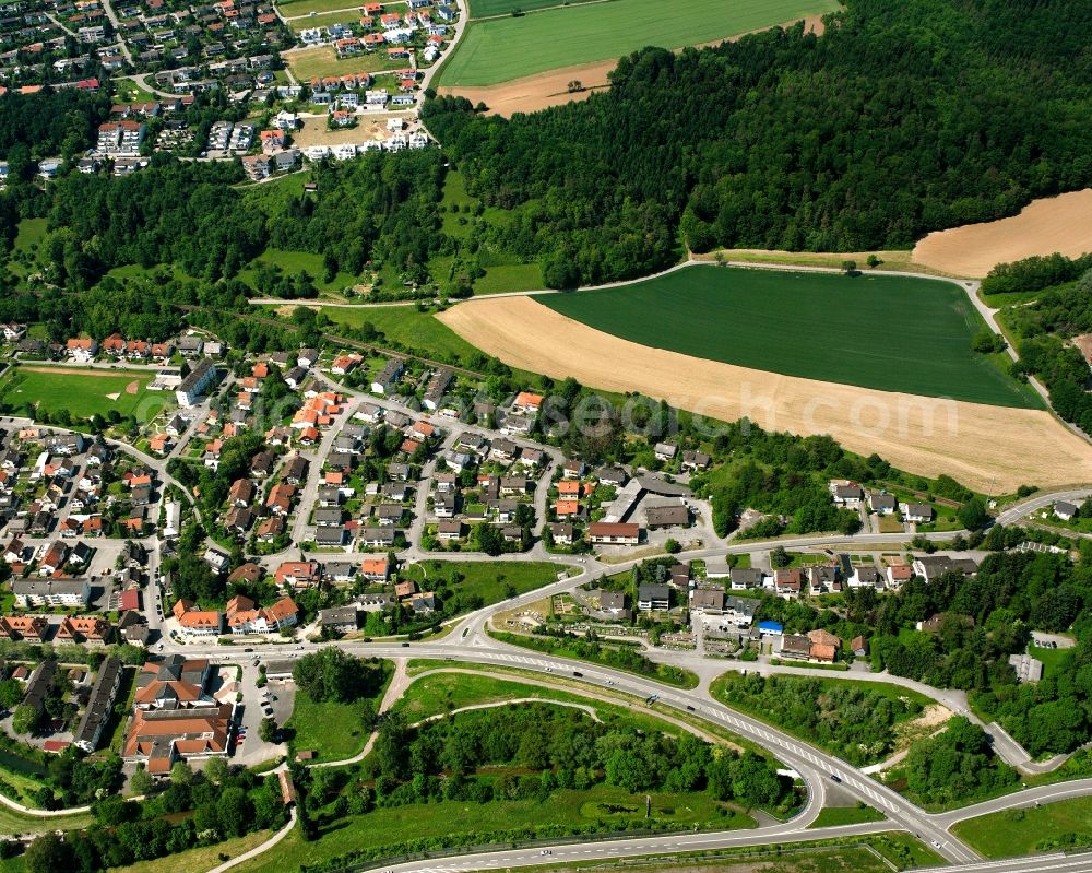 Aerial image Waldshut-Tiengen - Residential area - mixed development of a multi-family housing estate and single-family housing estate on Klausenstrasse in Waldshut-Tiengen in the state Baden-Wuerttemberg, Germany