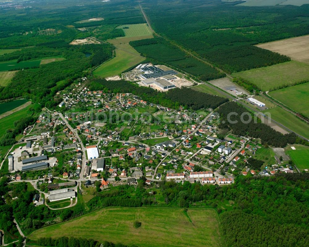 Klieken from the bird's eye view: Residential area - mixed development of a multi-family housing estate and single-family housing estate in Klieken in the state Saxony-Anhalt, Germany