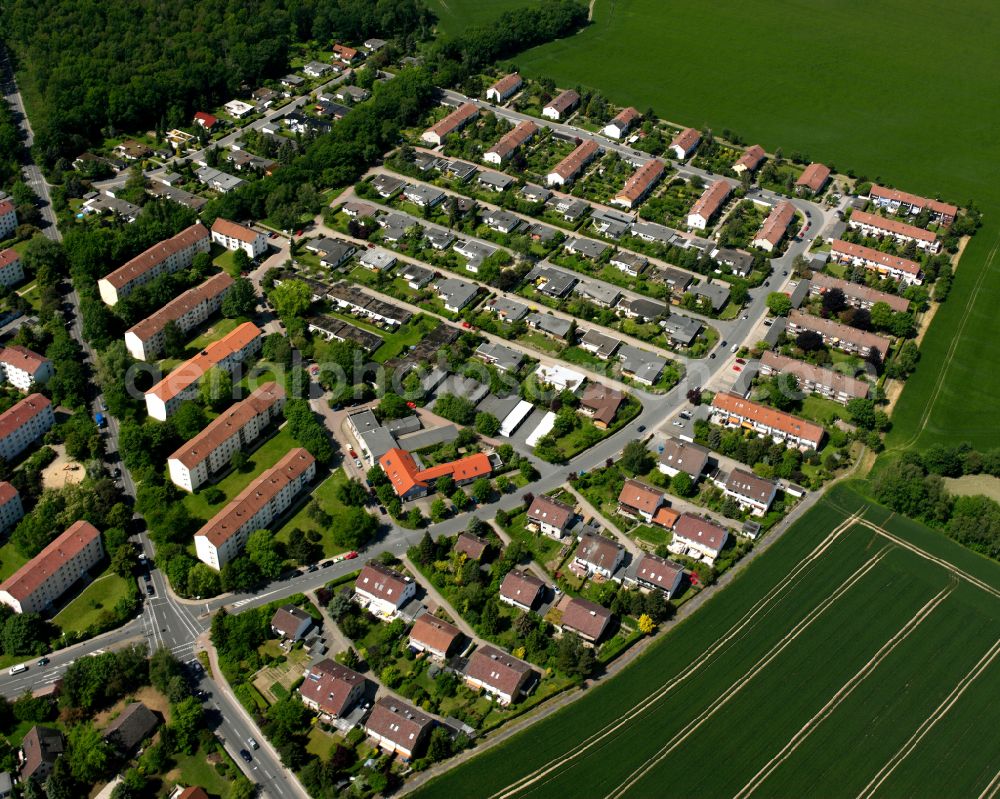 Kramerswinkel from above - Residential area - mixed development of a multi-family housing estate and single-family housing estate in Kramerswinkel in the state Lower Saxony, Germany