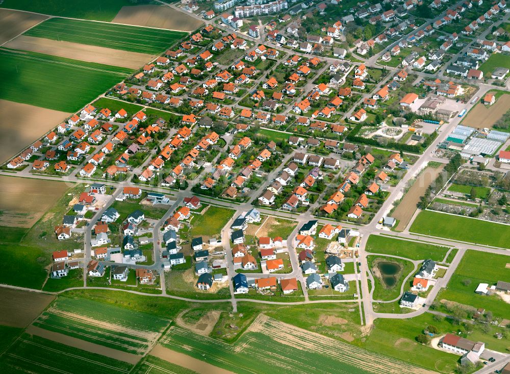 Laichingen from above - Residential area - mixed development of a multi-family housing estate and single-family housing estate in Laichingen in the state Baden-Wuerttemberg, Germany