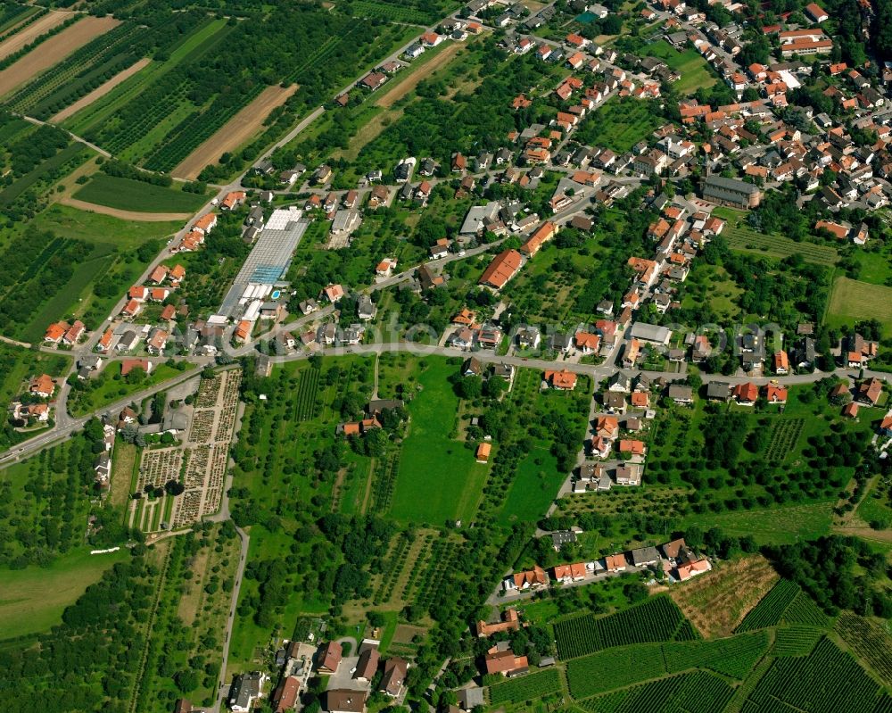 Aerial photograph Lauf - Residential area - mixed development of a multi-family housing estate and single-family housing estate in Lauf in the state Baden-Wuerttemberg, Germany