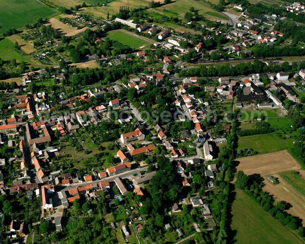 Loburg from above - Residential area - mixed development of a multi-family housing estate and single-family housing estate in Loburg in the state Saxony-Anhalt, Germany