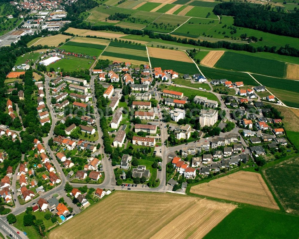 Aerial photograph Manzen - Residential area - mixed development of a multi-family housing estate and single-family housing estate in Manzen in the state Baden-Wuerttemberg, Germany