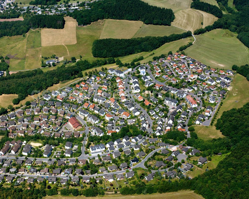 Aerial image Meinerzhagen - Residential area - mixed development of a multi-family housing estate and single-family housing estate in Meinerzhagen in the state North Rhine-Westphalia, Germany