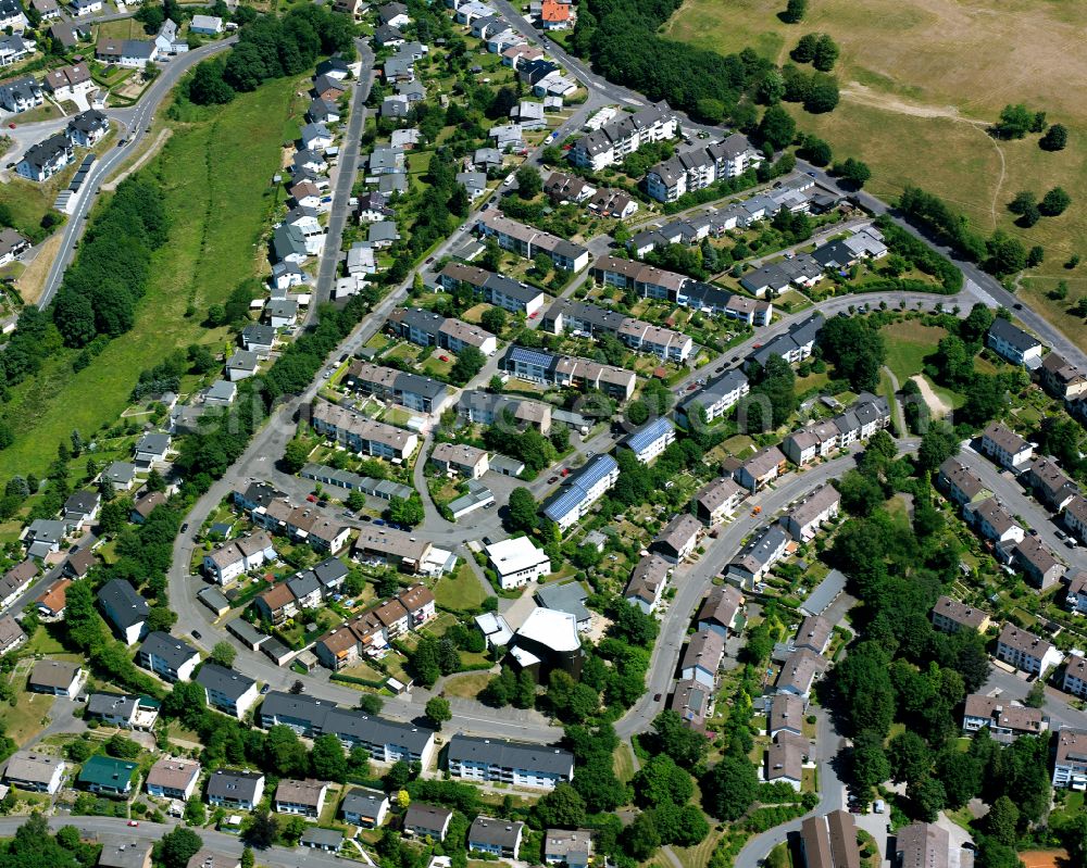 Meinerzhagen from the bird's eye view: Residential area - mixed development of a multi-family housing estate and single-family housing estate in Meinerzhagen in the state North Rhine-Westphalia, Germany