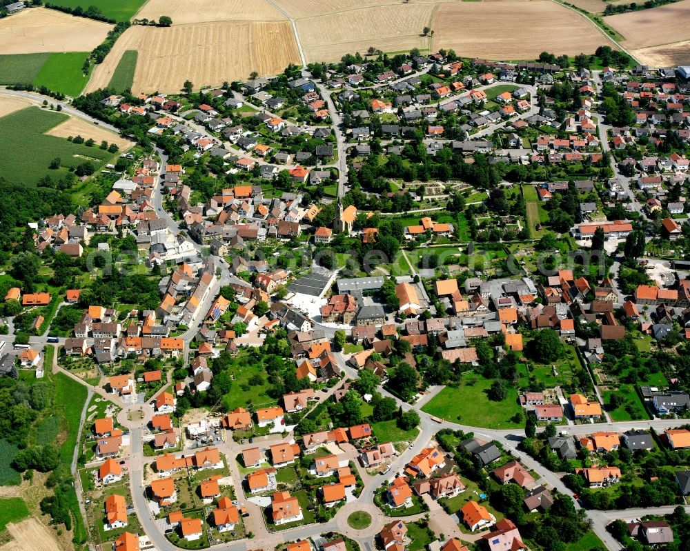 Mühlbach from above - Residential area - mixed development of a multi-family housing estate and single-family housing estate in Mühlbach in the state Baden-Wuerttemberg, Germany