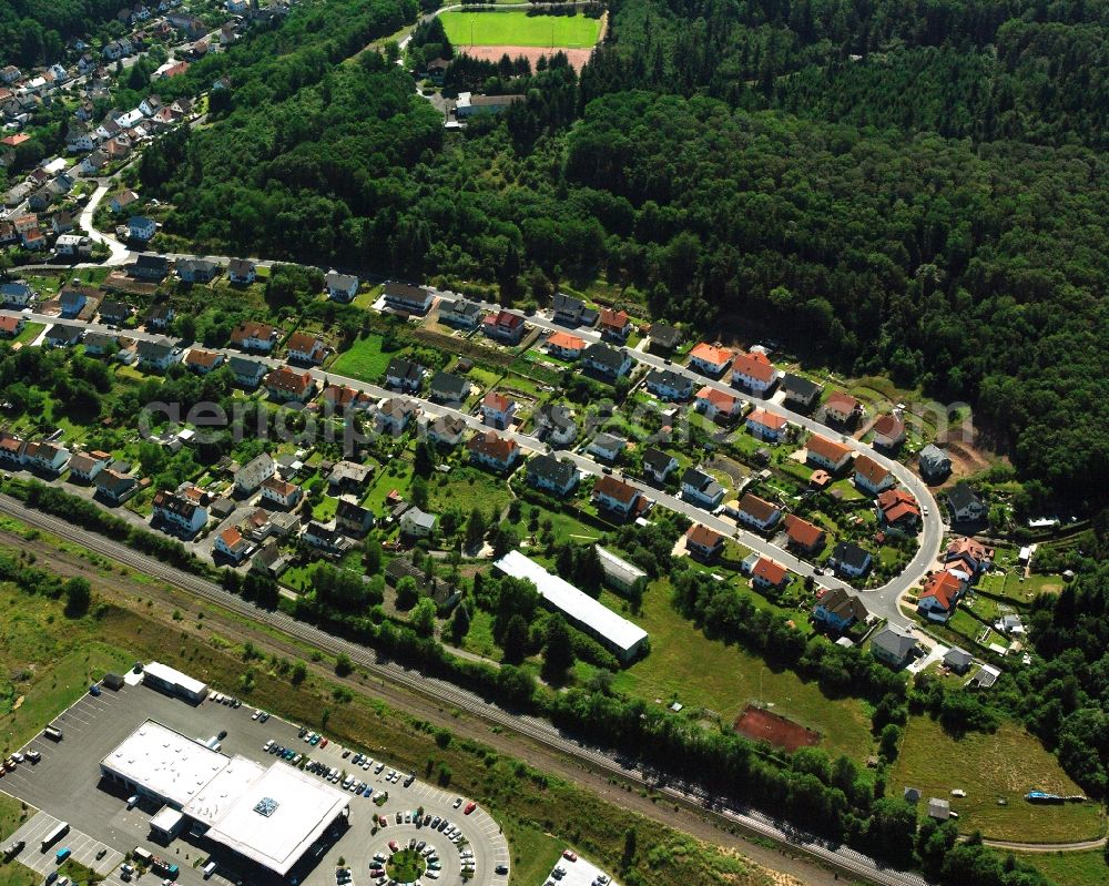 Aerial image Nahbollenbach - Residential area - mixed development of a multi-family housing estate and single-family housing estate in Nahbollenbach in the state Rhineland-Palatinate, Germany