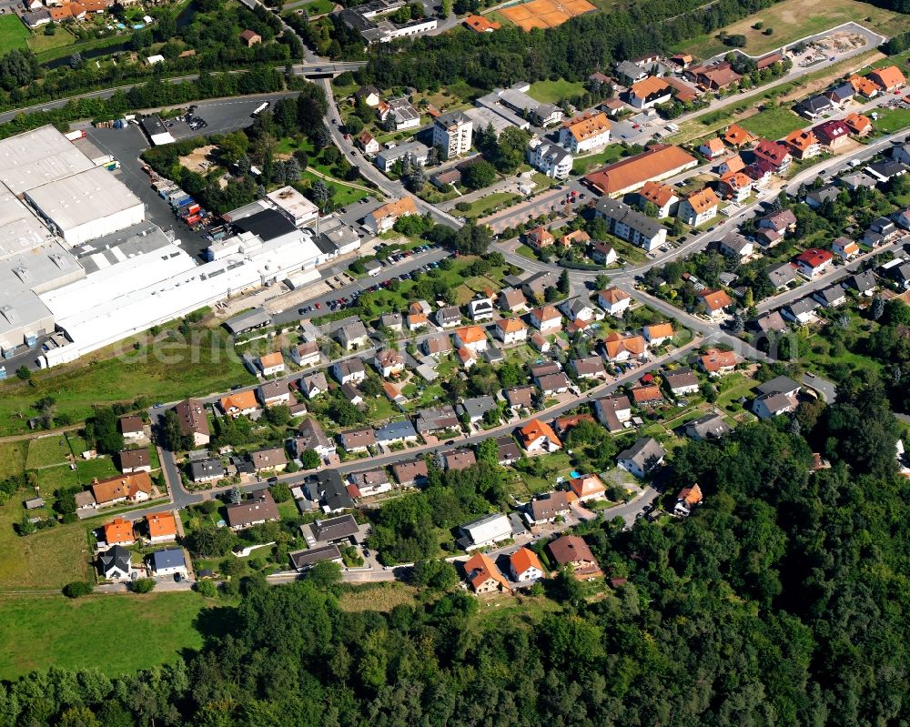 Neustadt from above - Residential area - mixed development of a multi-family housing estate and single-family housing estate in Neustadt in the state Hesse, Germany