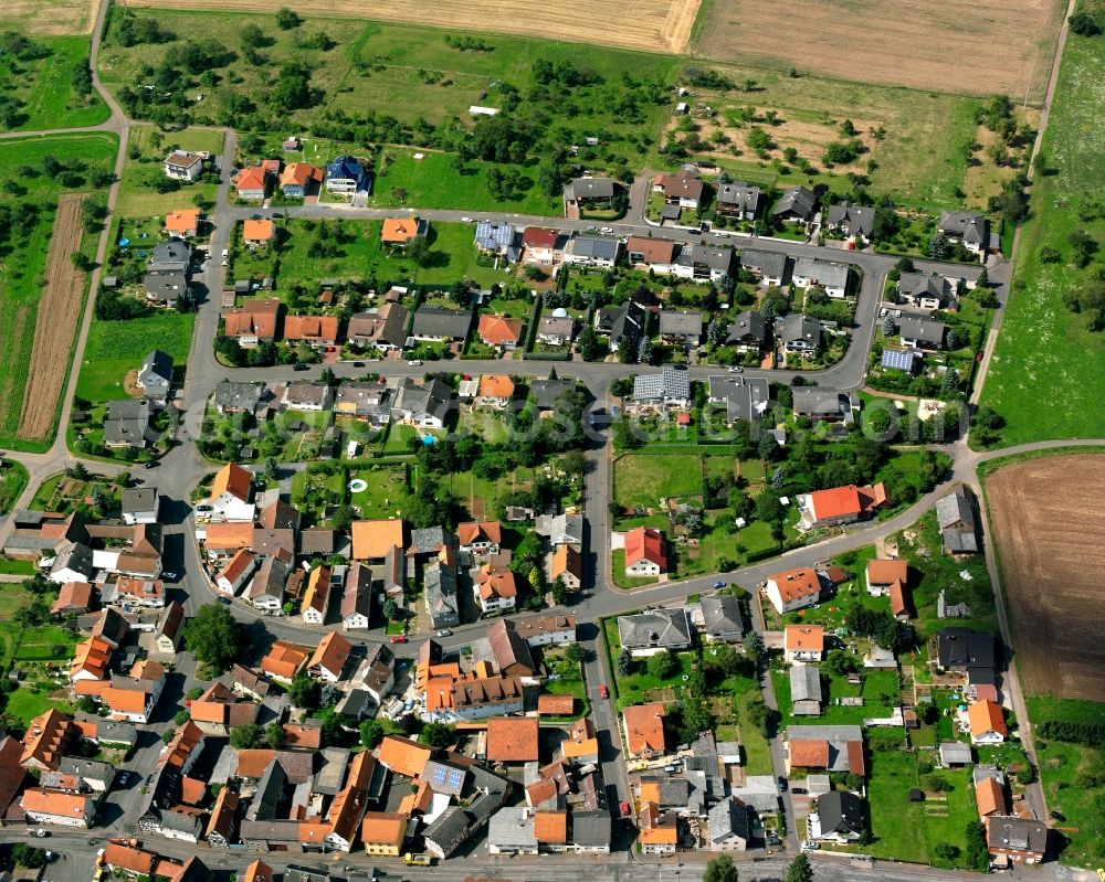 Aerial photograph Nieder-Bessingen - Residential area - mixed development of a multi-family housing estate and single-family housing estate in Nieder-Bessingen in the state Hesse, Germany