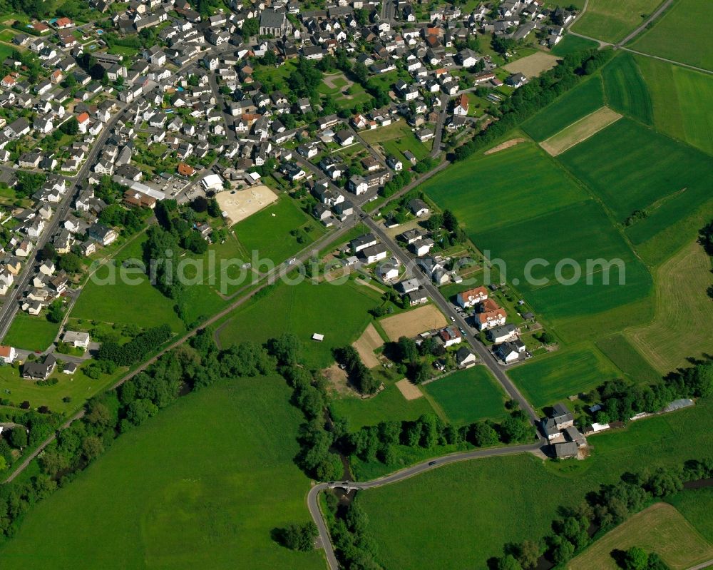 Aerial photograph Niederhadamar - Residential area - mixed development of a multi-family housing estate and single-family housing estate in Niederhadamar in the state Hesse, Germany