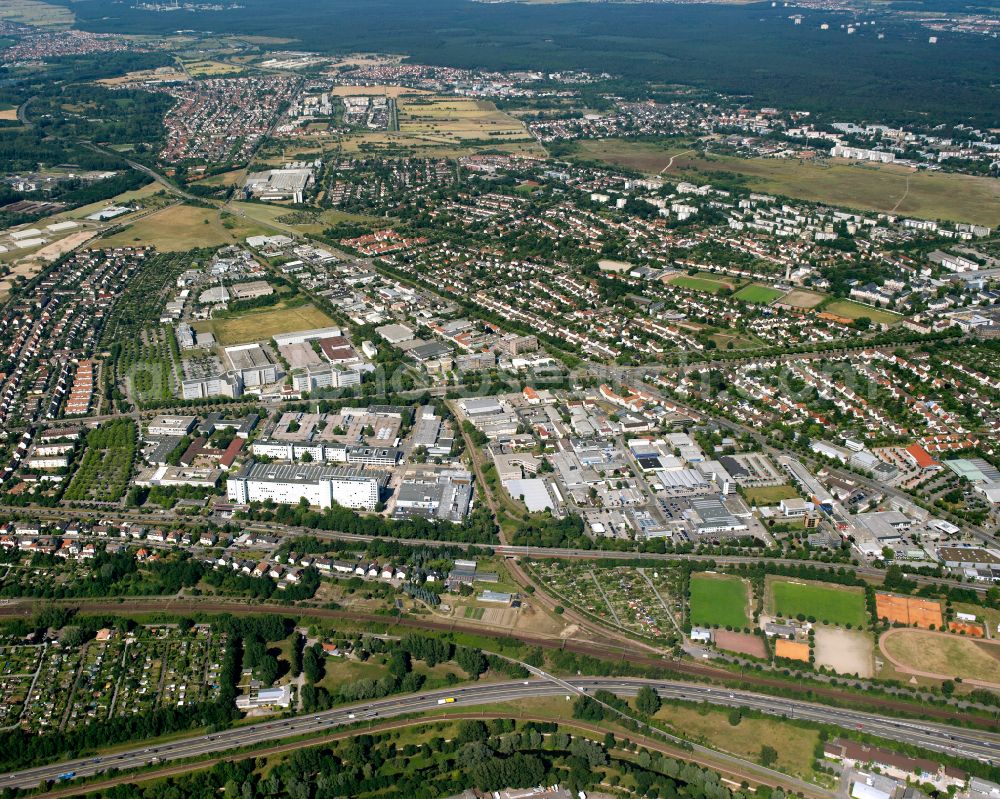 Nordweststadt from above - Residential area - mixed development of a multi-family housing estate and single-family housing estate in Nordweststadt in the state Baden-Wuerttemberg, Germany