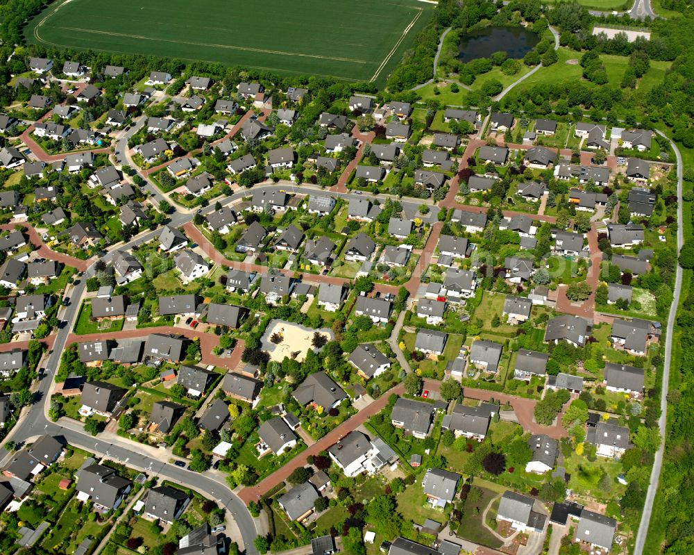 Ohlhof from above - Residential area - mixed development of a multi-family housing estate and single-family housing estate in Ohlhof in the state Lower Saxony, Germany