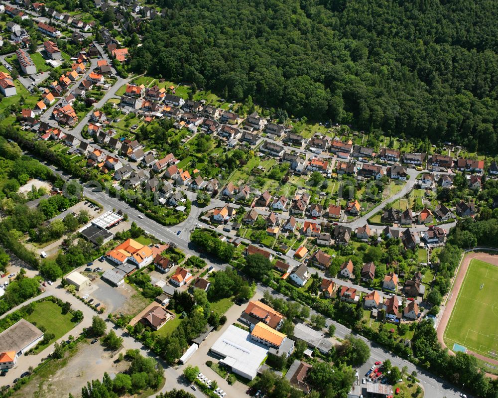 Oker from the bird's eye view: Residential area - mixed development of a multi-family housing estate and single-family housing estate in Oker in the state Lower Saxony, Germany