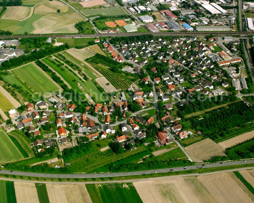 Aerial image Ottersweier - Residential area - mixed development of a multi-family housing estate and single-family housing estate in Ottersweier in the state Baden-Wuerttemberg, Germany