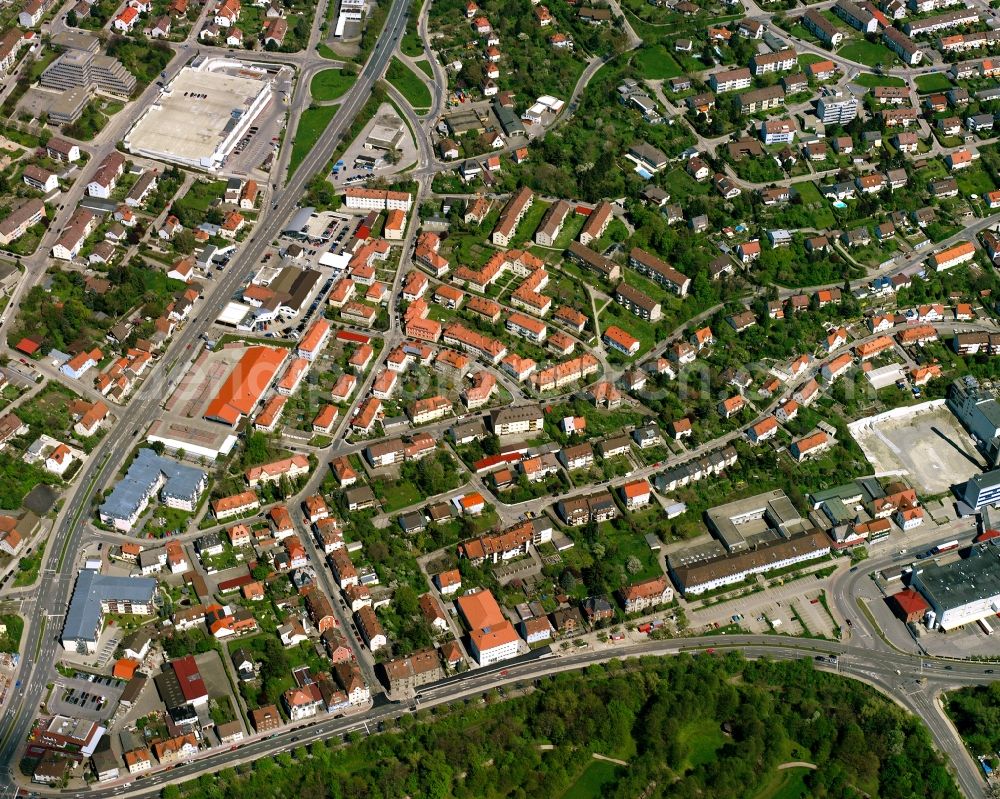 Aerial image Pfaffengreuth - Residential area - mixed development of a multi-family housing estate and single-family housing estate in Pfaffengreuth in the state Bavaria, Germany