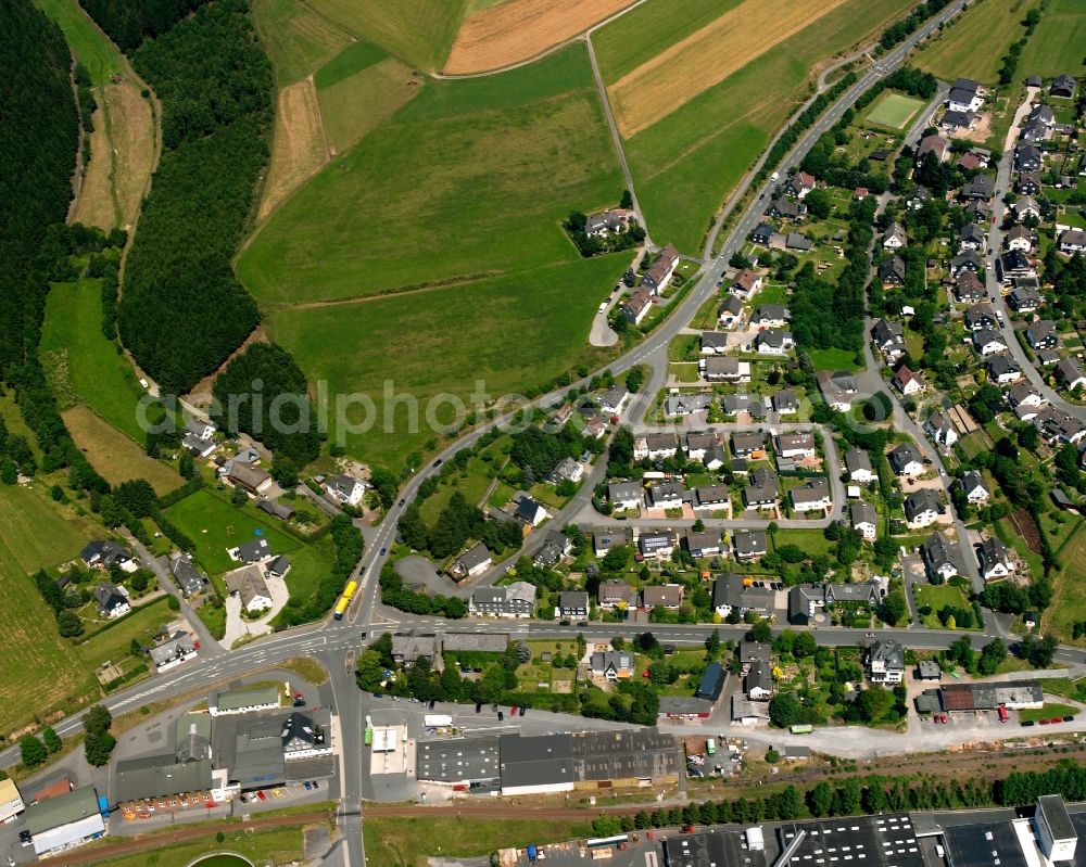 Raumland from above - Residential area - mixed development of a multi-family housing estate and single-family housing estate in Raumland in the state North Rhine-Westphalia, Germany