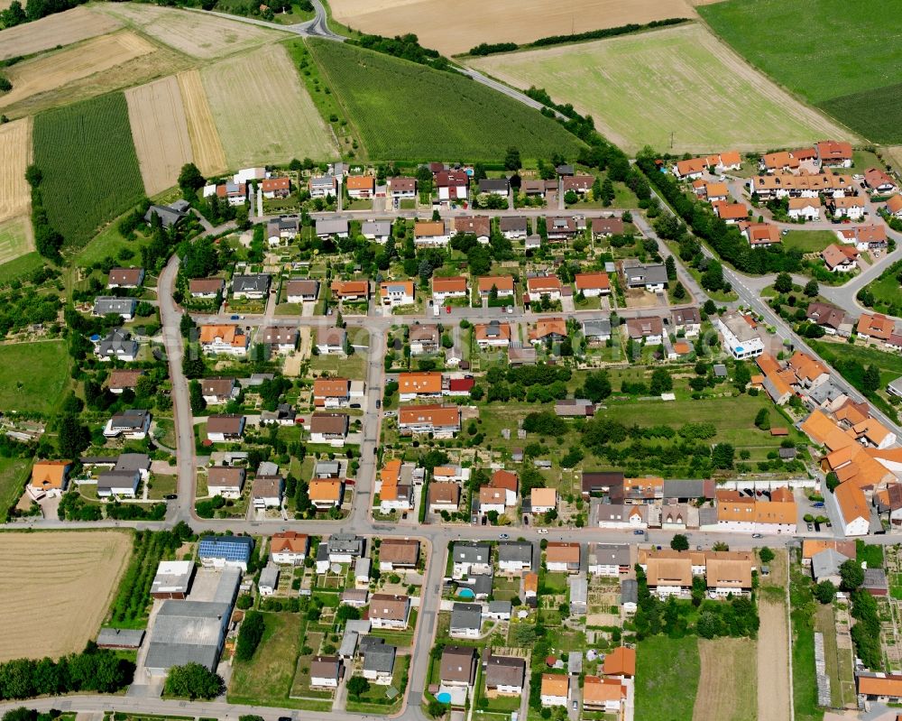 Aerial photograph Rohrbach - Residential area - mixed development of a multi-family housing estate and single-family housing estate in Rohrbach in the state Baden-Wuerttemberg, Germany