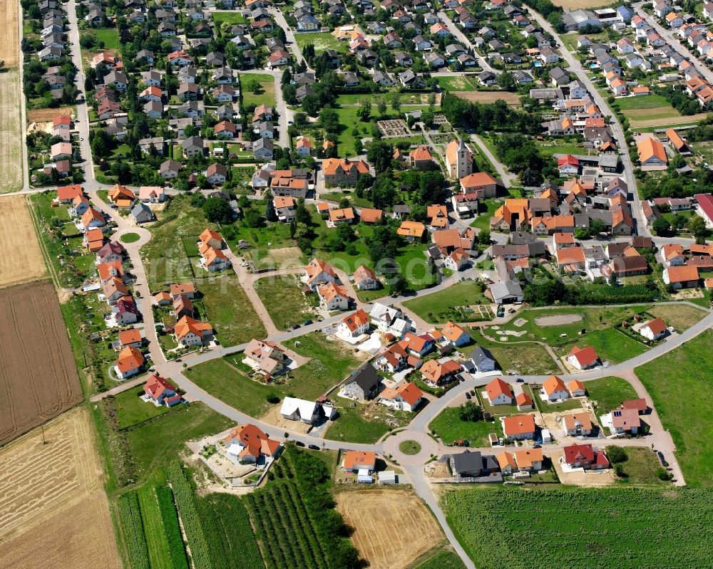 Rohrbach from above - Residential area - mixed development of a multi-family housing estate and single-family housing estate in Rohrbach in the state Baden-Wuerttemberg, Germany