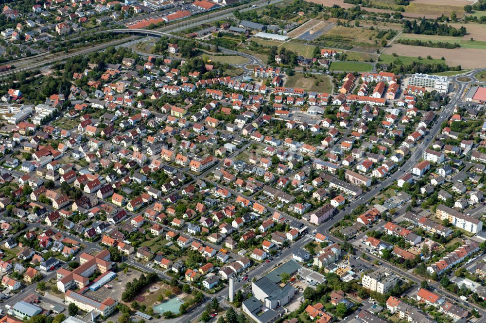 Rohrbach from the bird's eye view: Residential area - mixed development of a multi-family housing estate and single-family housing estate in Rohrbach in the state Bavaria, Germany