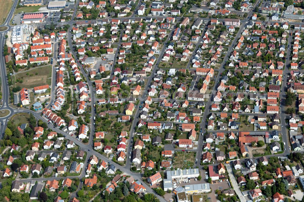 Aerial image Rohrbach - Residential area - mixed development of a multi-family housing estate and single-family housing estate in Rohrbach in the state Bavaria, Germany